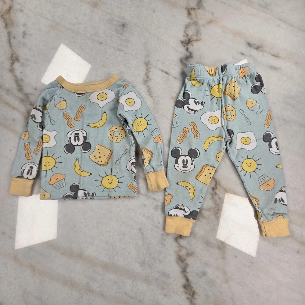 Disney Sesame Street Pajama Set Toddler 2T Blue Mickey Cookie Monster Kidcore